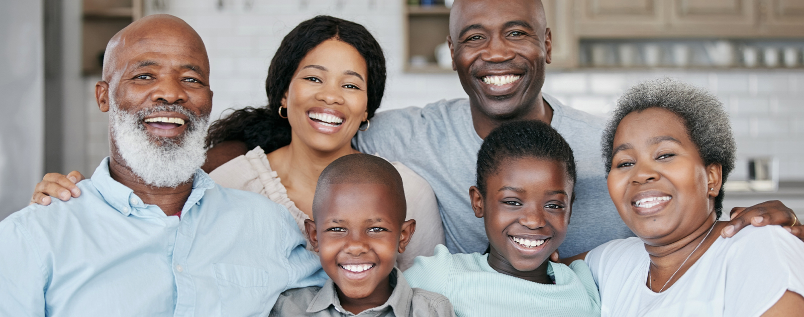 Black family, generations and happy at home on portrait on visit